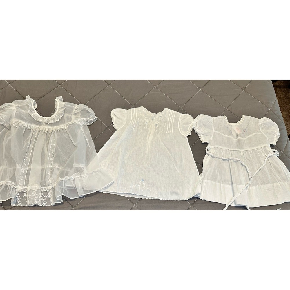 Lot Of Three Infant Girl Vintage Outfits 18 month Baby Doll